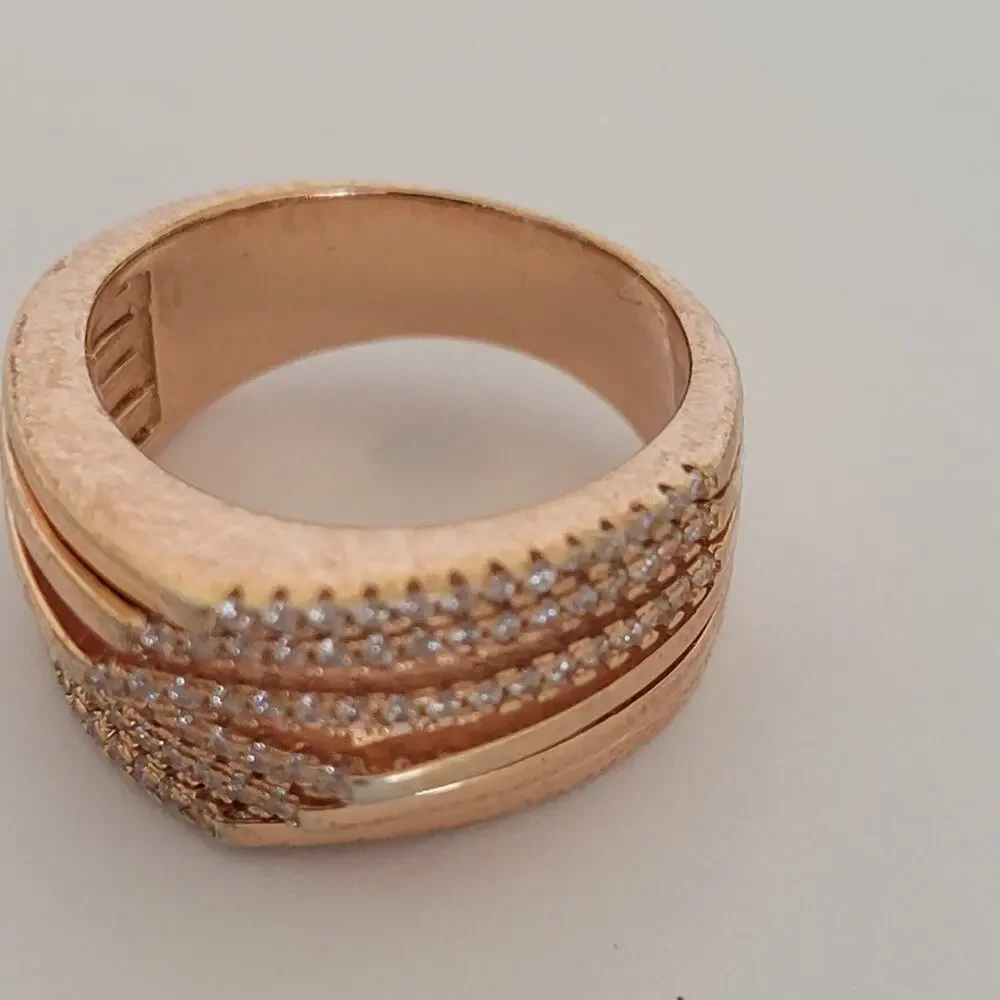 FOLLI FOLLIE 925 STERLING SILVER ROSE GOLD-TONE Statment‎ Ring Zirconia Size 7